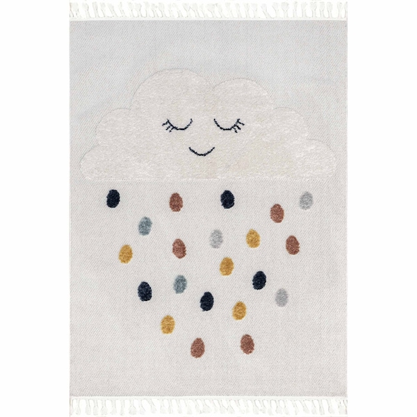 Marleigh Raindrop High-Low Kids Tasseled Area Rug 4ft X 6ft